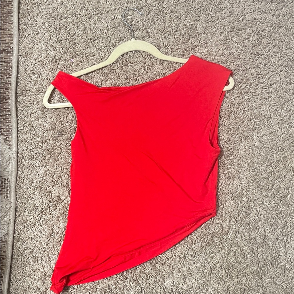 Asymmetrical Red Women's Top